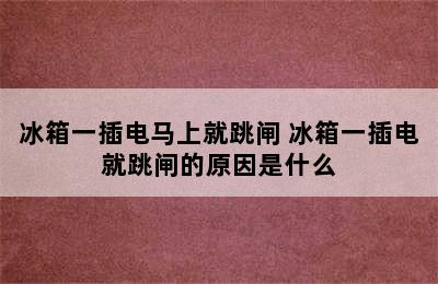 冰箱一插电马上就跳闸 冰箱一插电就跳闸的原因是什么